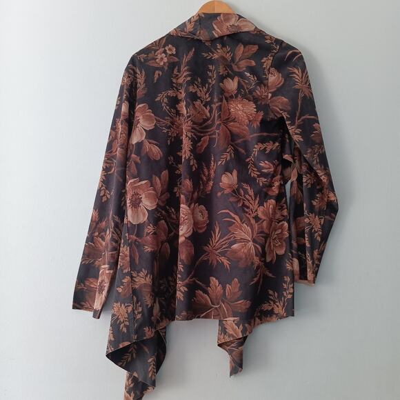 Soft Surroundings Floral Draped Faux Suede Jacket M - Picture 3 of 7